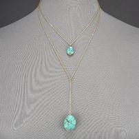 Turquoise Double Layered Stone Necklace 202//202